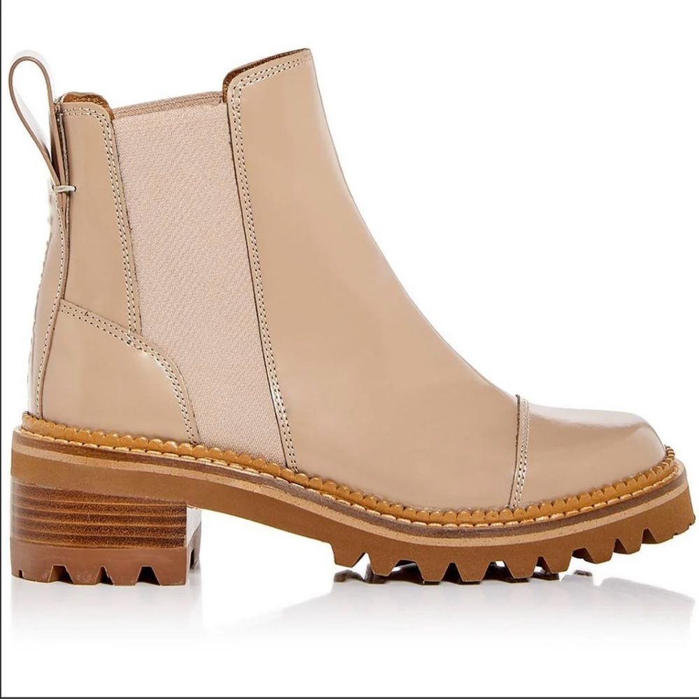 See by Chloe Beige/Nude Leather Chelsea Boots Size 37.5